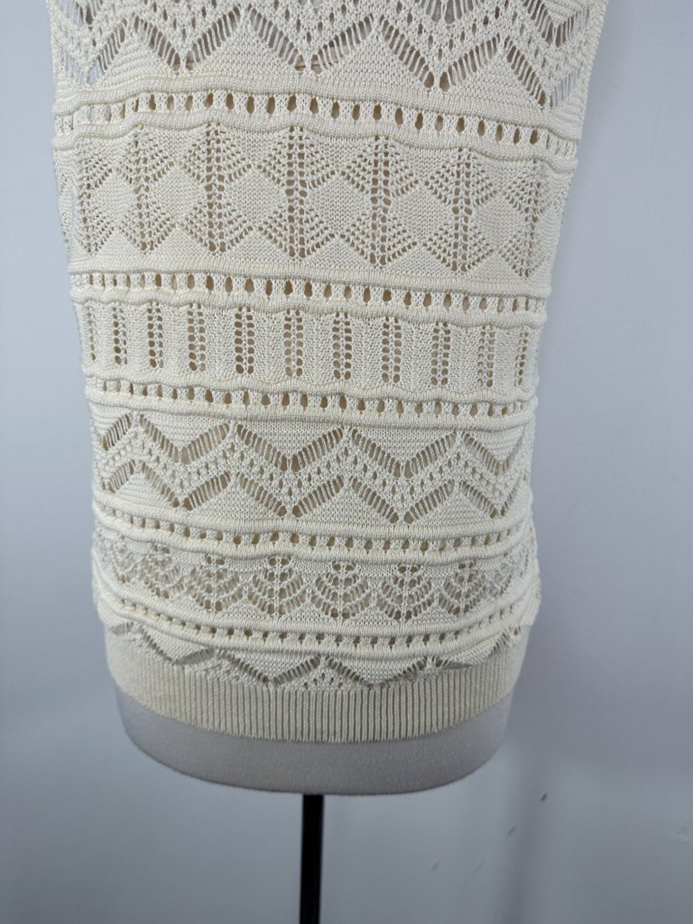 NWT Ralph Lauren Cream Black Label Sleeveless Crochet Knit Top Women's Sz XL - Picture 9 of 16